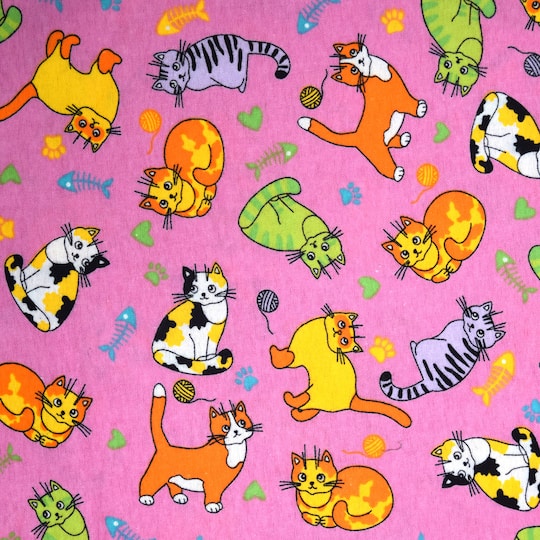 Feldman Pink Cats Cotton Flannel